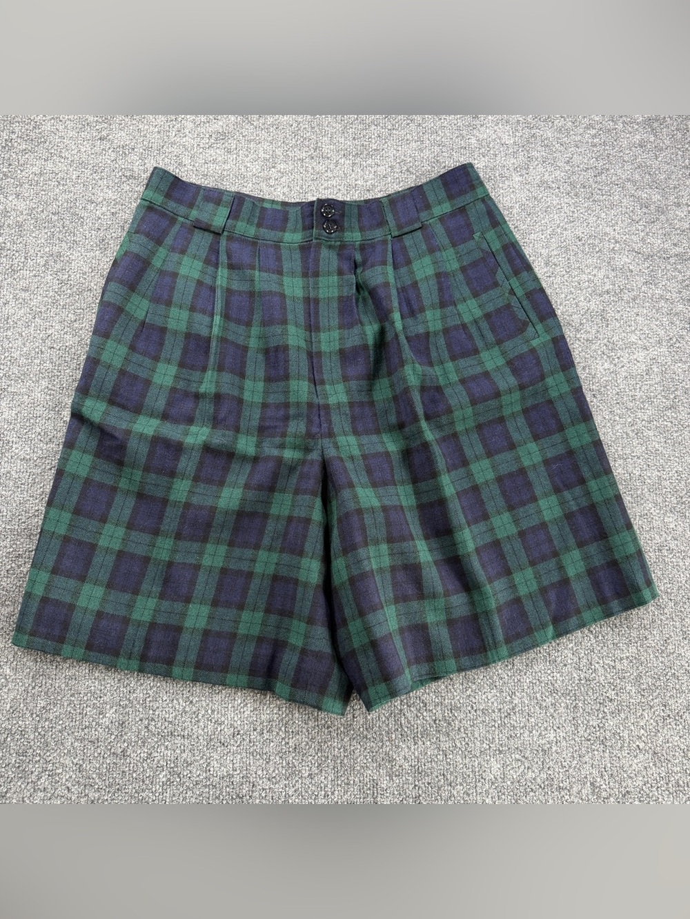 Giorgio Sant Angelo Women’s 16 Blue‎ Green VTG TartanPlaid Pleated Lined Shorts